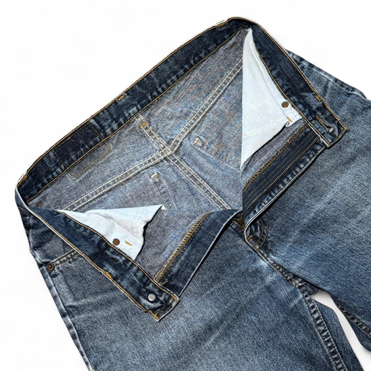 Vintage 90s Levi’s 506 Orange Tab Blue Wash Straight Leg Denim Jeans