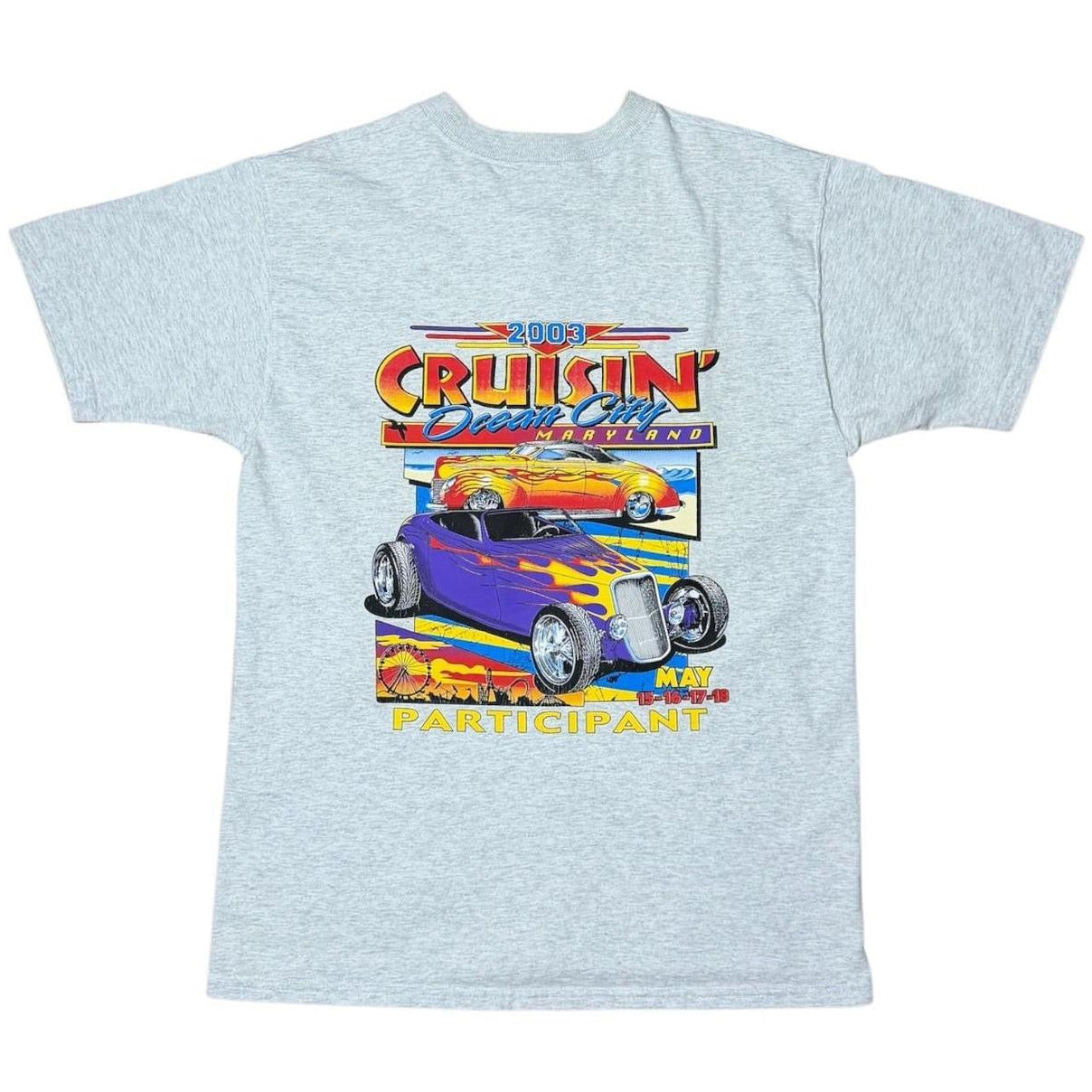 Y2K Cruisin Ocean City Hot Rod Classic Car Auto Mechanic Henley T-Shirt