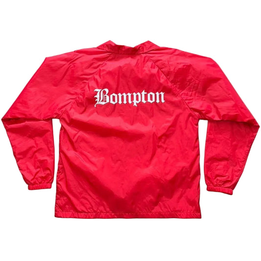 Y2K Bompton Hip Hop Rap LA YG Red Button Up Coaches Jacket Windbreaker