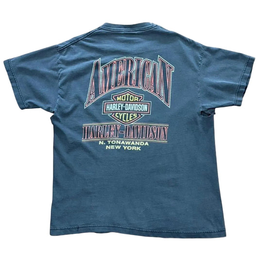 Vintage 90s Harley Davidson New York Biker Motorcycle Graphic Distressed T-shirt