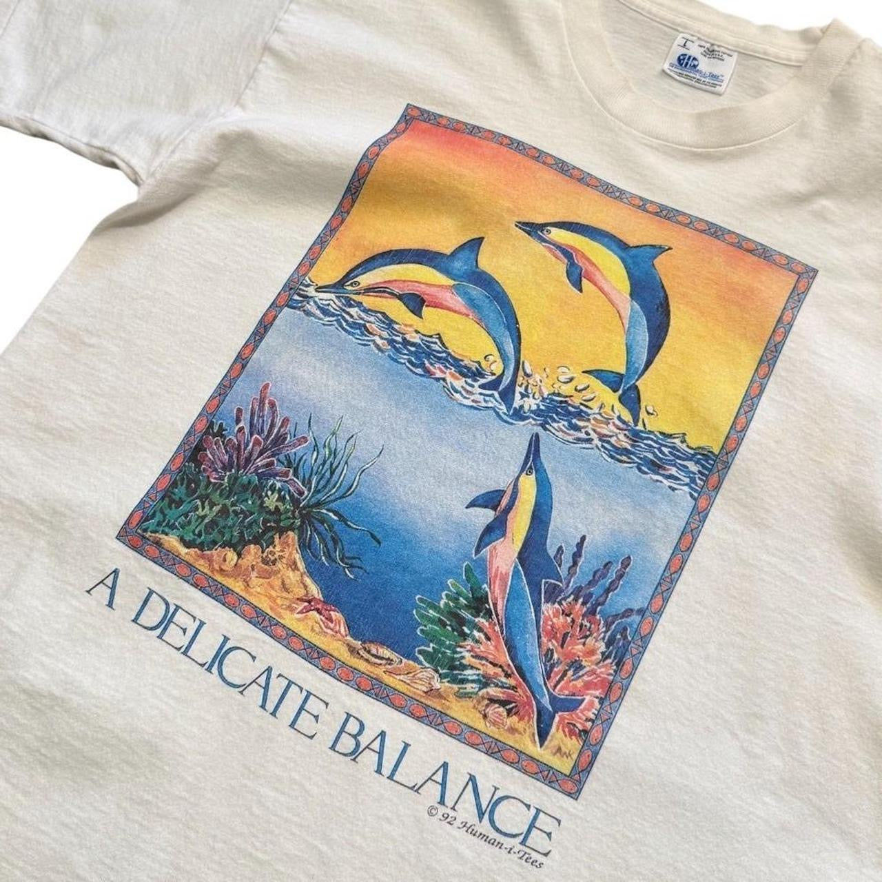 90s A Delicate Balance Dolphins Ocean Art Nature Beach Graphic T-shirt