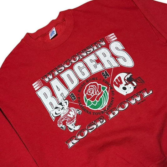90s Wisconsin Badgers Rose Bowl NCAA USA Football Sport Crewneck Sweater