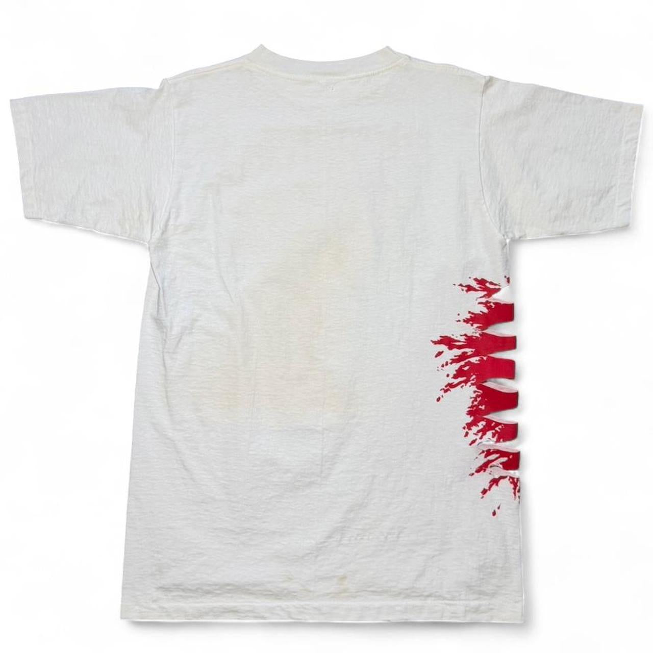 90s Shark Attax Jaws Bite Side Cutout Realistic Art Graphic T-shirt
