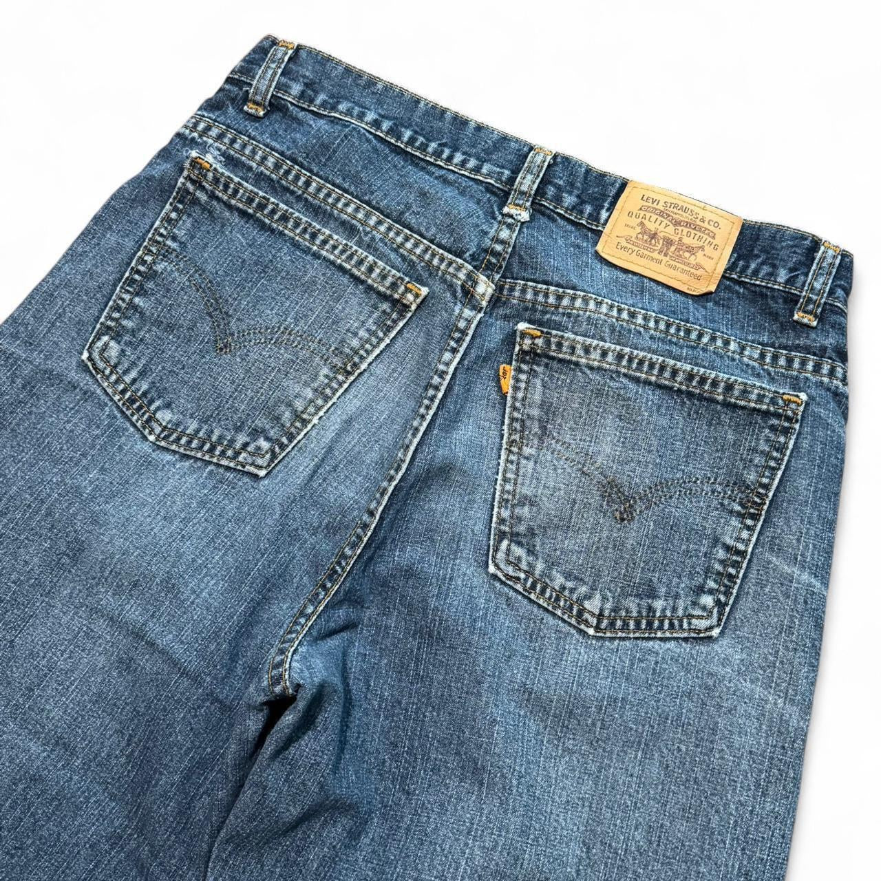 Vintage 90s Levi’s 506 Orange Tab Blue Wash Straight Leg Denim Jeans