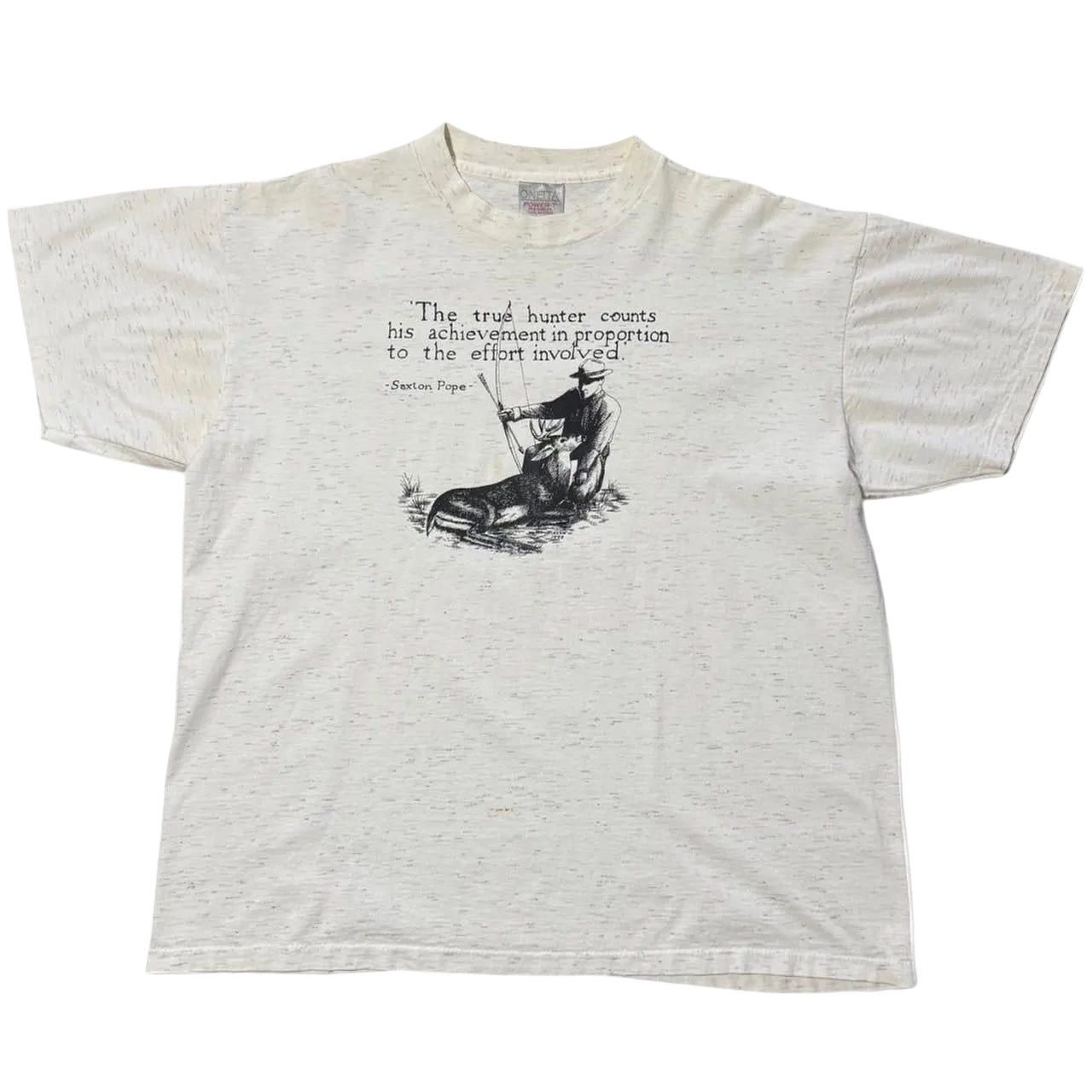 90s Grey Triblend Saxton Pope Hunting Quote Graphic Art Tee