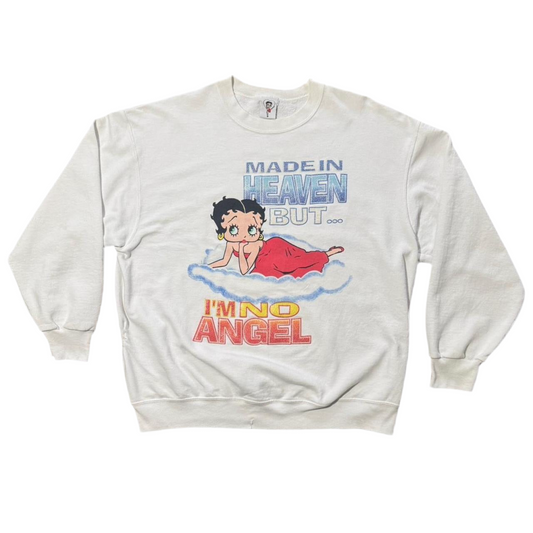 2003 Betty Boop I'm No Angel Glitter Graphic Crewneck