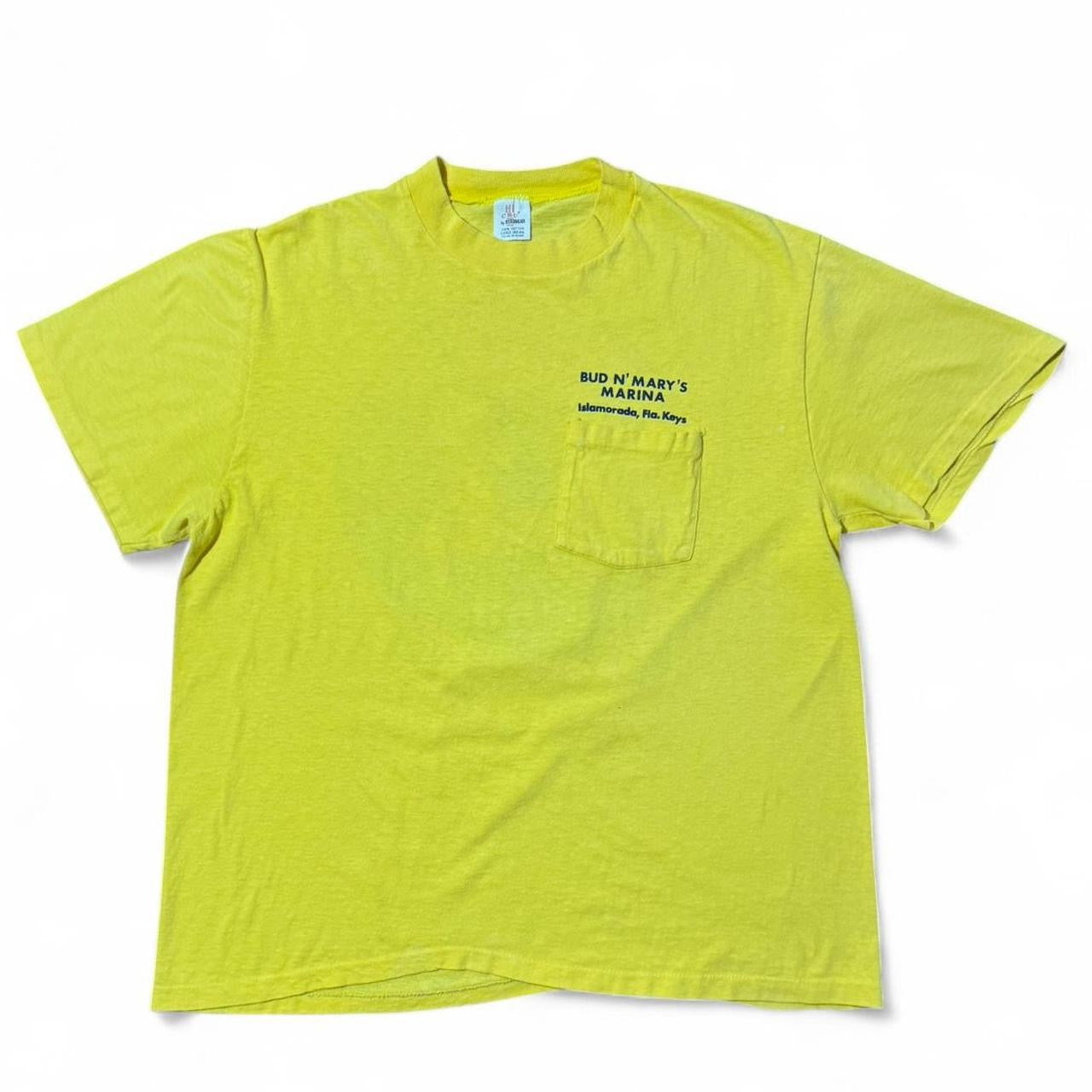 70s Yellow Bud N Mary’s Marina Key West Florida Swordfish Pocket Tee