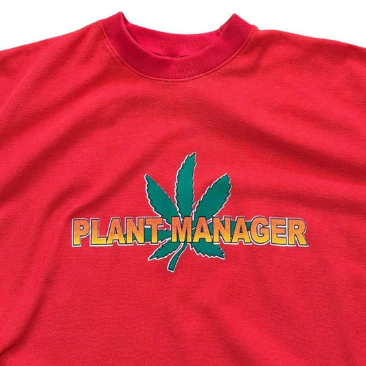 90s Plant Manager Weed Leaf Marijuana Stoner Graphic Jersey Knit T-Shirt