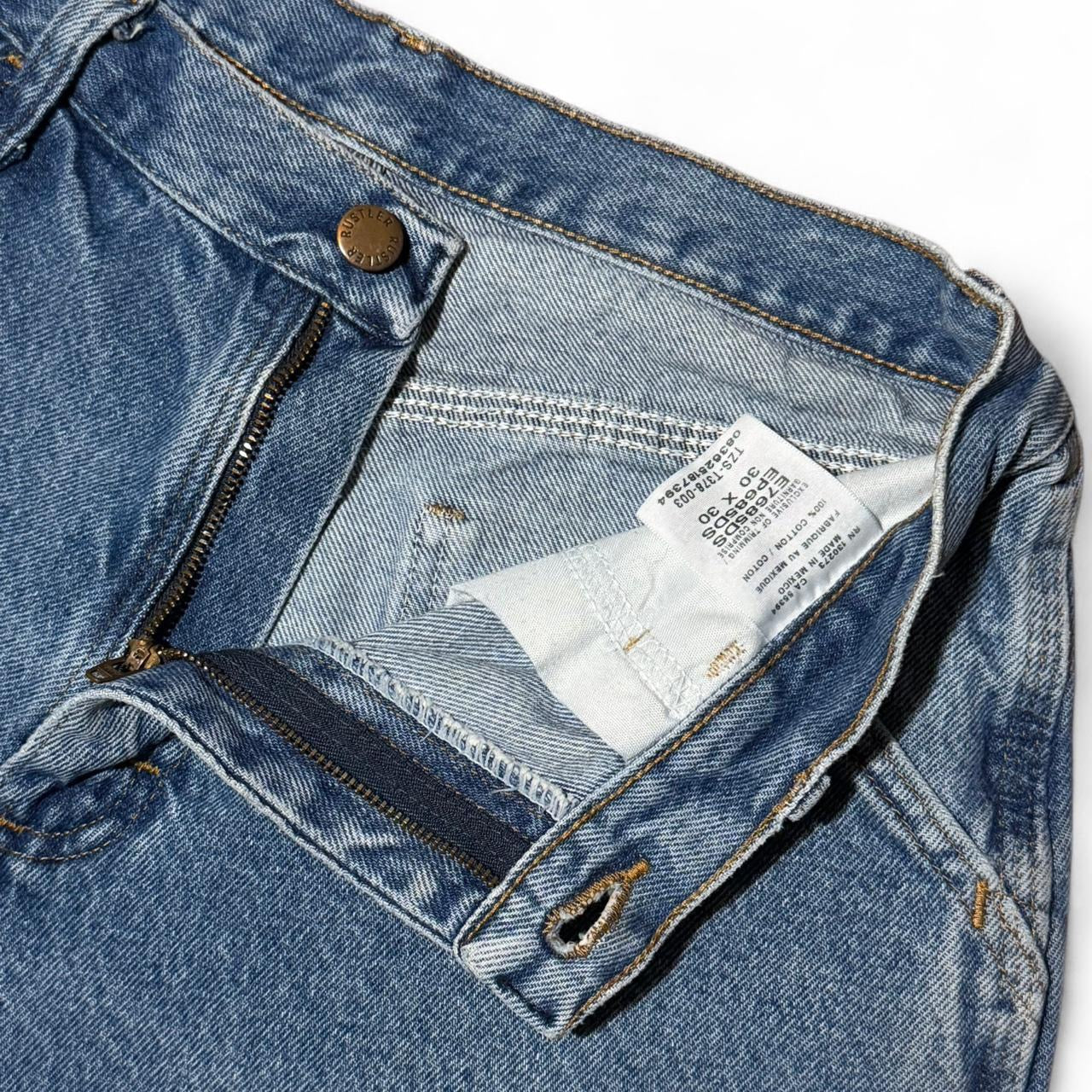Vintage Rustler Blue Cutoff Carpenter Cargo Denim Jean Shorts