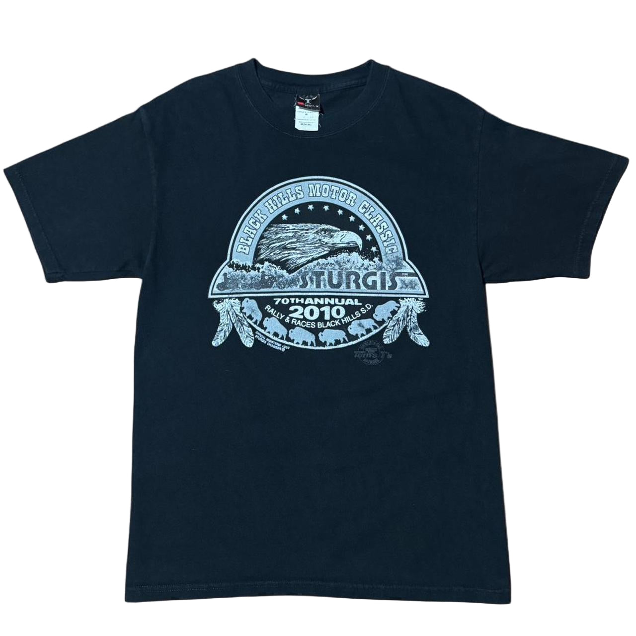 2010 Black Sturgis Motorcycle Biker Rally Eagle Glitter Graphic Tee