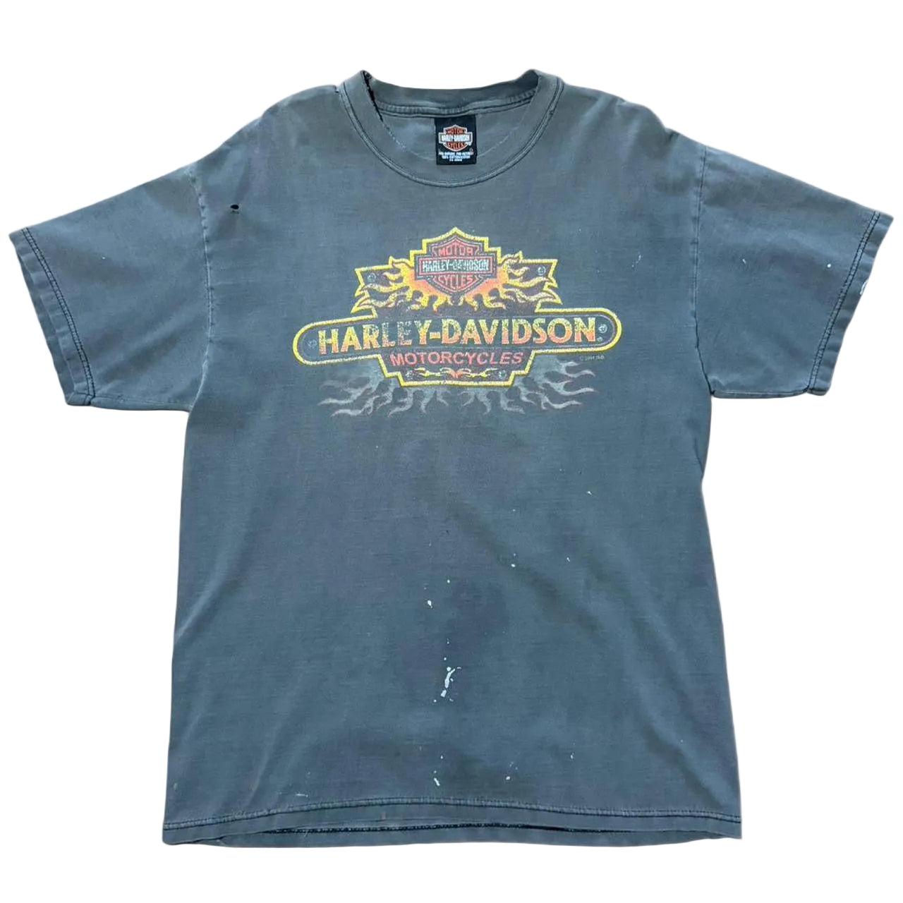 Vintage Y2K Distressed Harley Davidson Flames Biker Motorcycle T-shirt