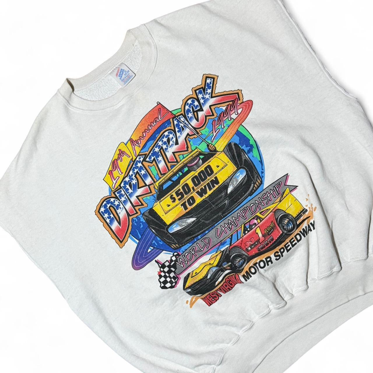 90s Dirt Track World Championship Racing Cutoff Sweatshirt