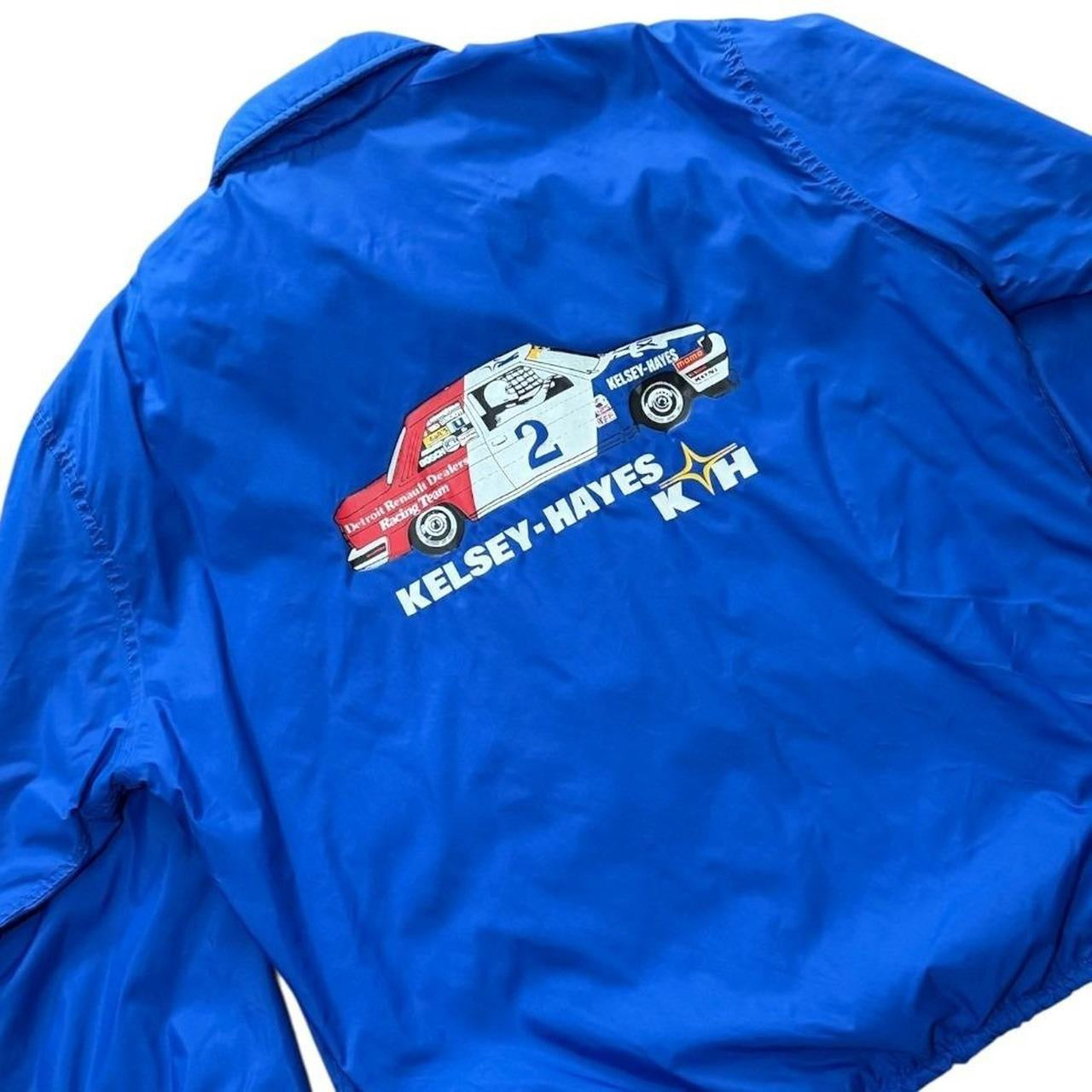 80s Kelsey Hayes Auto Car Racing Team USA Coaches Button Up Coat Jacket
