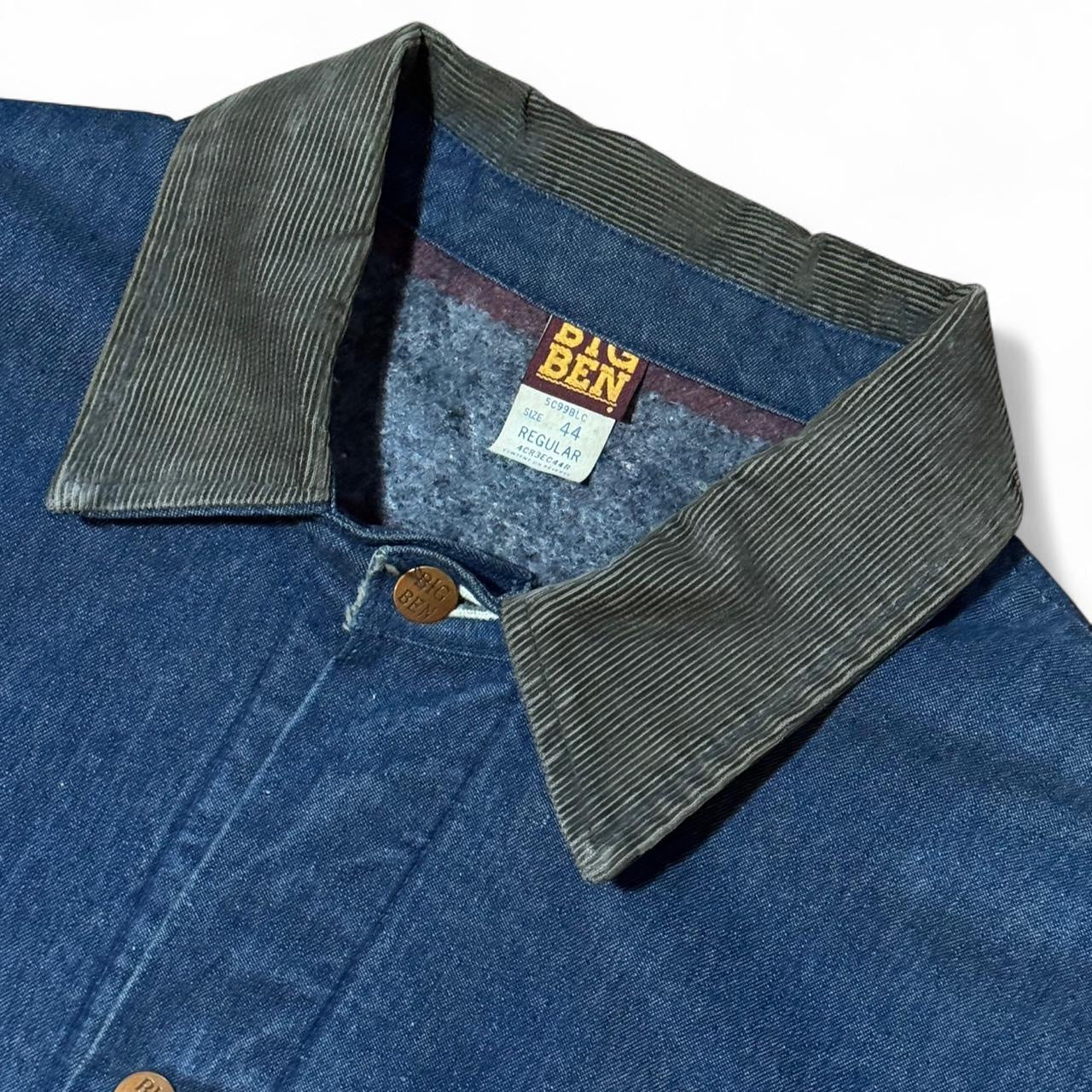 80s Big Ben Blue Denim Chore Coat Blanket Fleece Lined Jacket