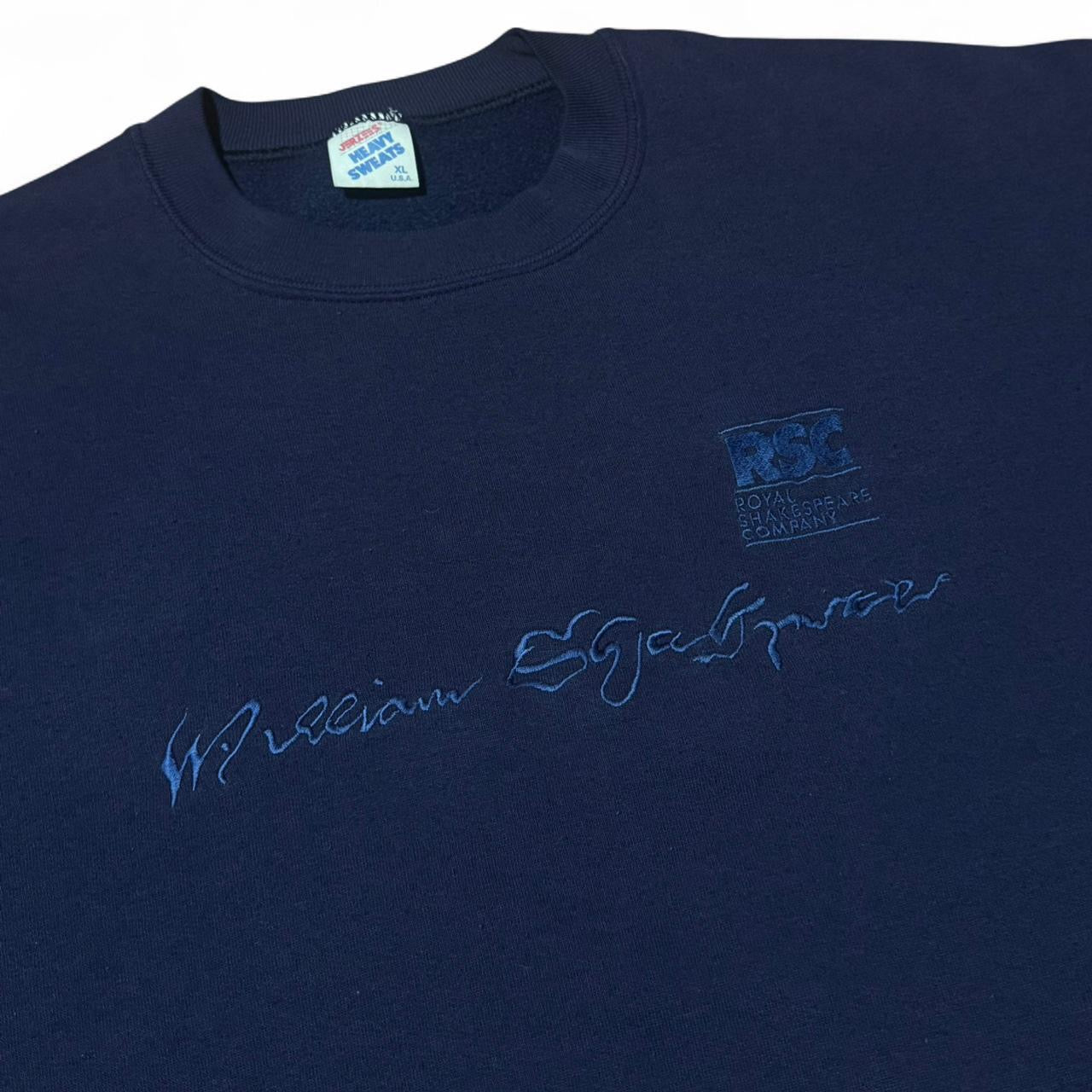 90s RSC William Shakespeare Navy Blue Embroidered Crew