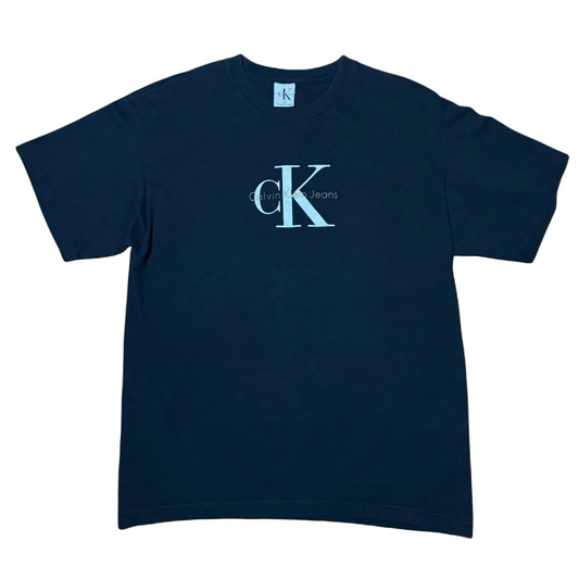 90s Black Calvin Klein Designer Graphic Logo Spellout Tee