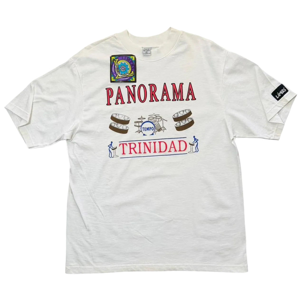 Vintage 90s Deadstock NWT Panorama Trinidad Tempo Drums Art Graphic T-shirt