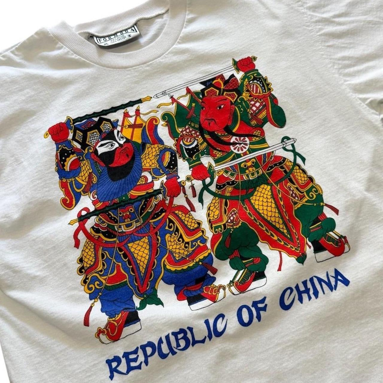 80s Republic of China Graphic Opera Warrior Chinese Art Souvenir T-shirt