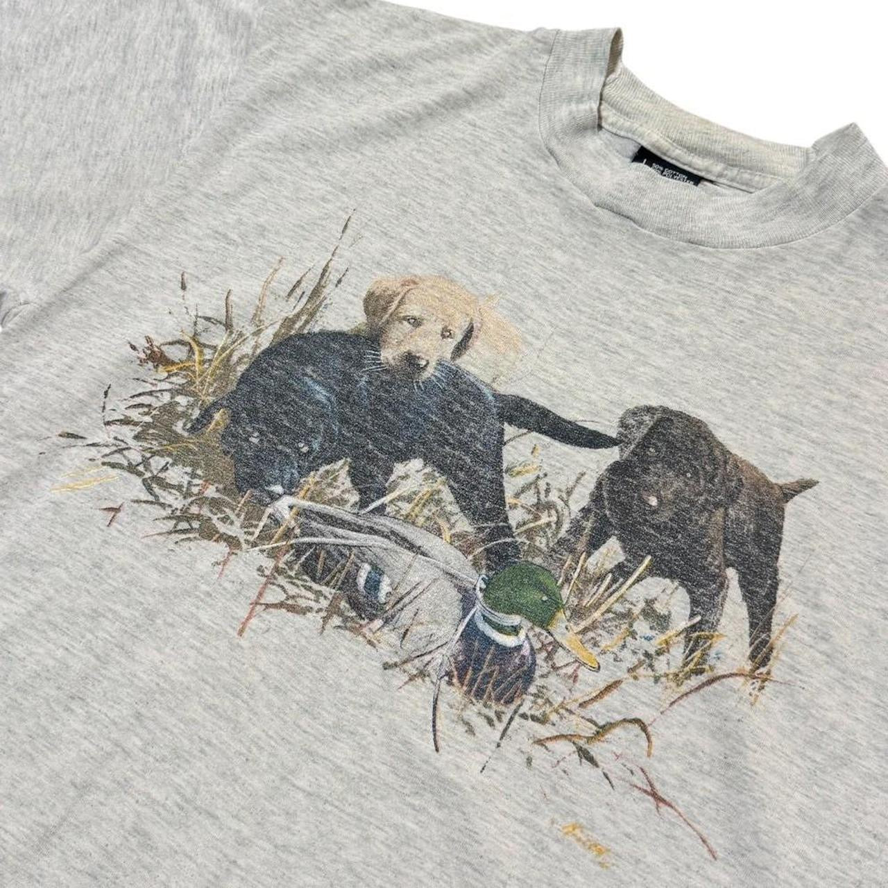 90s Hunting Labrador Dogs Puppy Duck Loon Animal Nature Graphic T-shirt