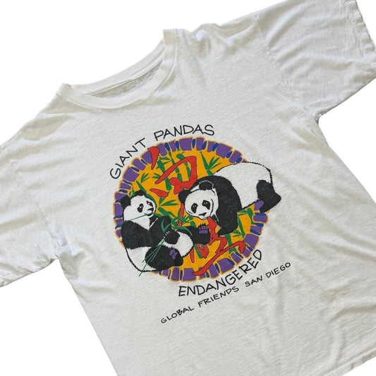 90s San Diego Zoo Giant Pandas Endangered Animal Kanji Cute Art T-shirt