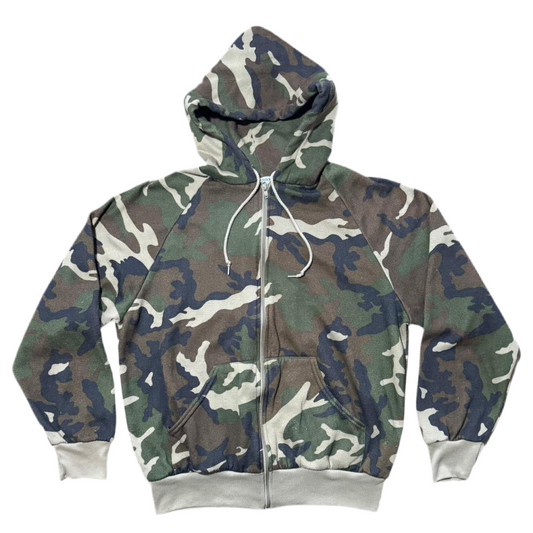 90s Camouflage Hunting Zip Up Hoodie Sweater