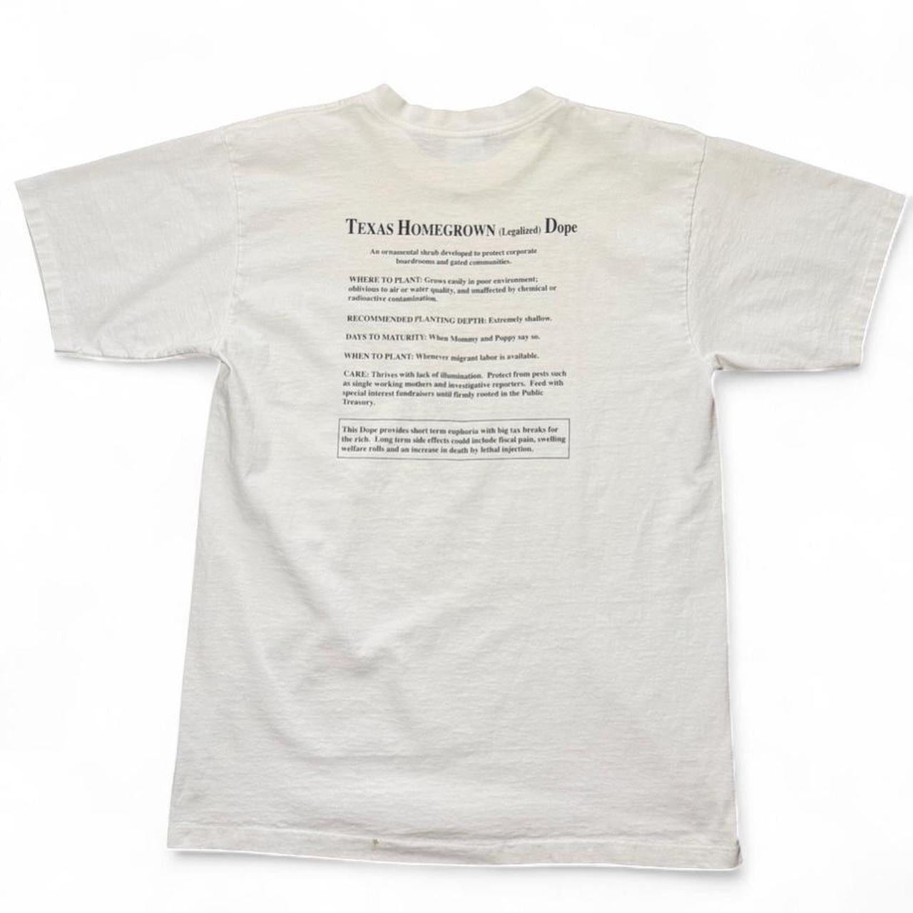 Vintage Y2K George Bush Texas Homegrown Dope Satire Funny Weed Marijuana T-shirt