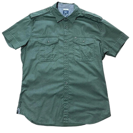 Green Geometric Polka Dot Pattern Button Up Regular Fit Diesel & Co Dress Shirt
