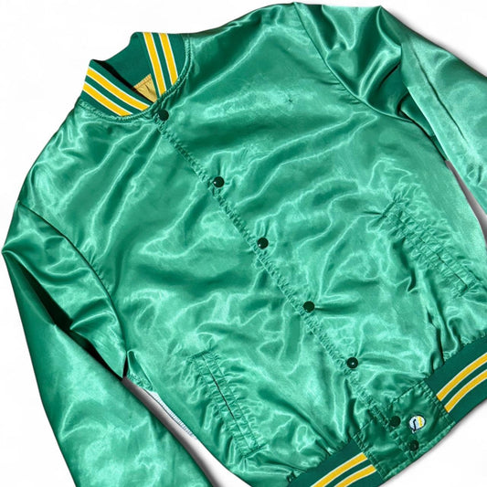 80s Oakland Athletics MLB Baseball Depatched Satin Bomber Jacket