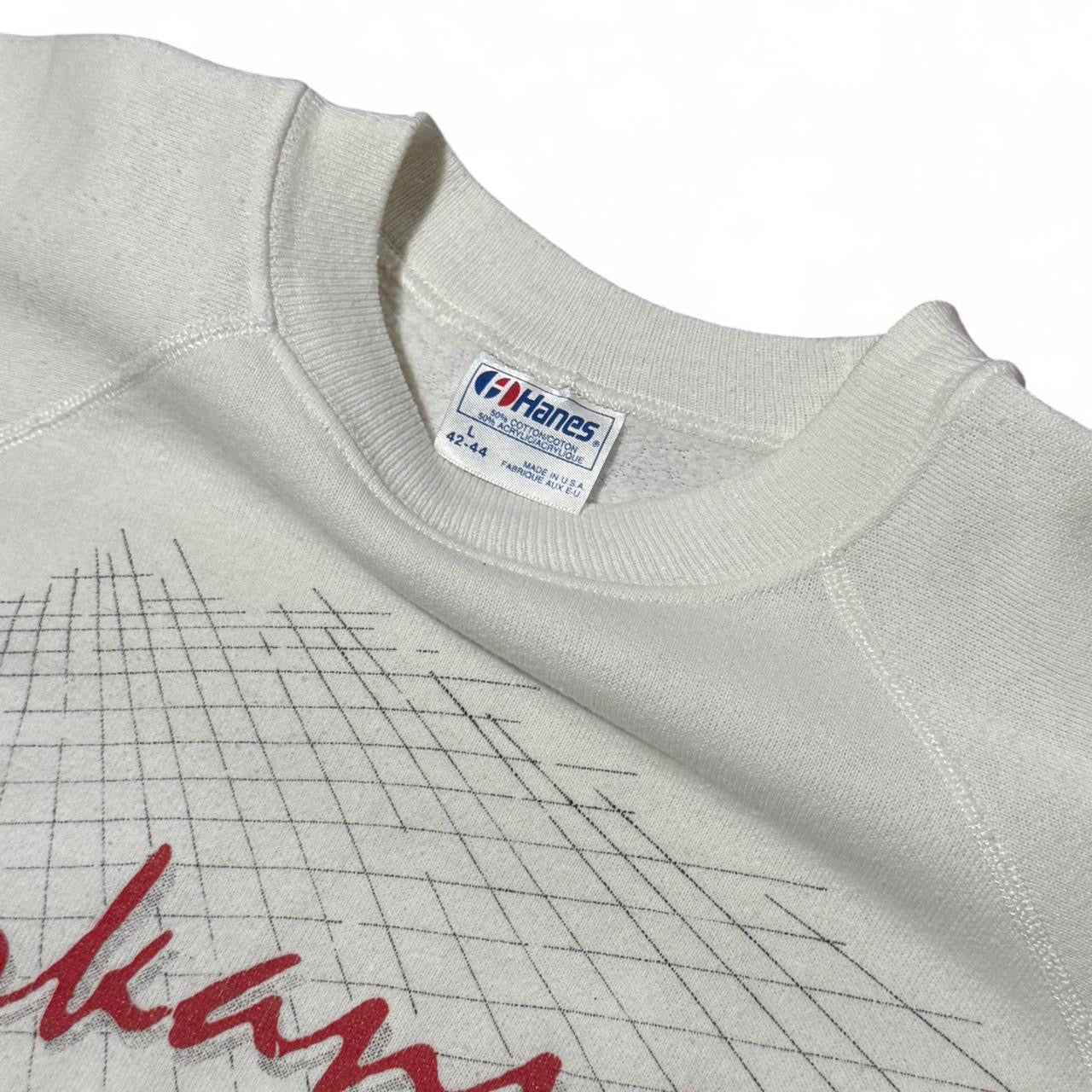 90s Arkansas Grid Graphic Cream Crewneck