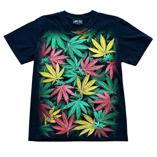 Y2K Reggae Pot Leaf Weed Marijuana Stoner Kush Graphic Art Print T-shirt