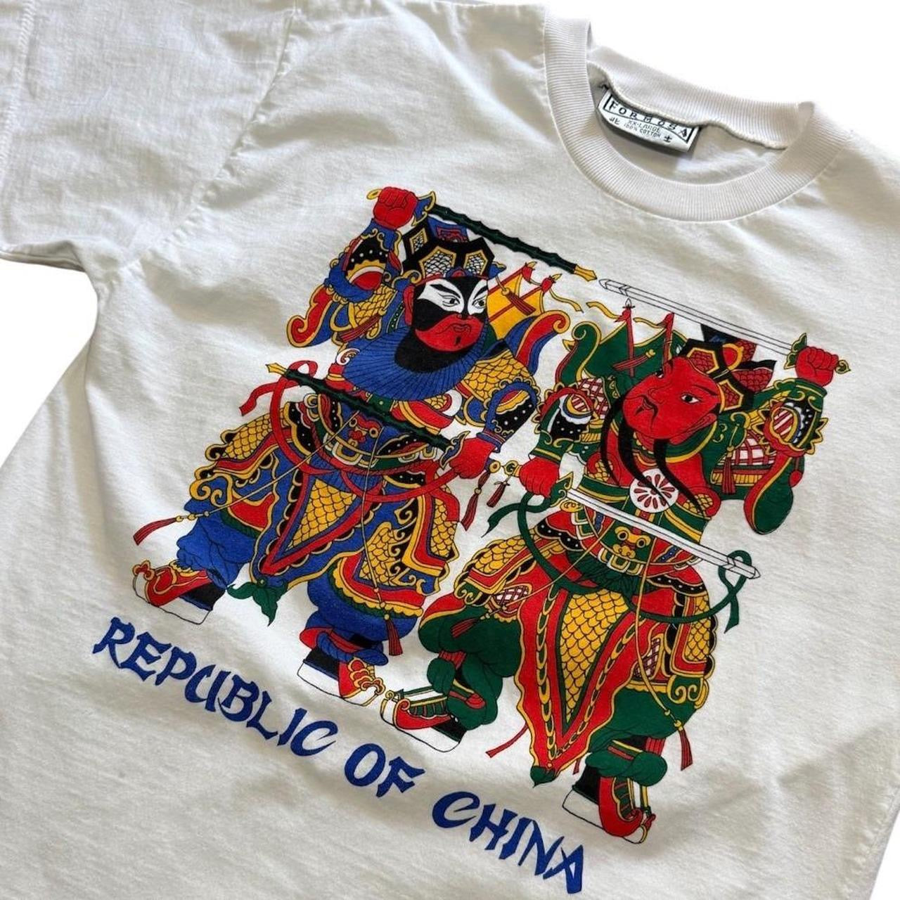 80s Republic of China Graphic Opera Warrior Chinese Art Souvenir T-shirt
