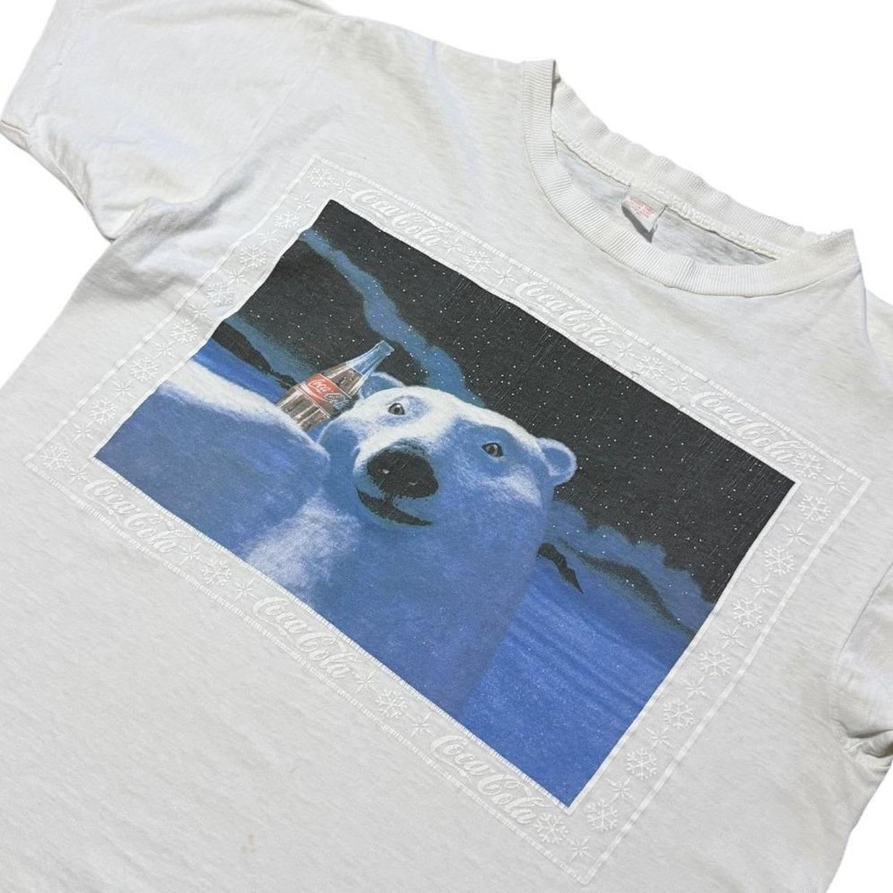 Vintage 90s Coca-Cola Polar Bear Northern Lights Art Graphic Promo Merch T-shirt
