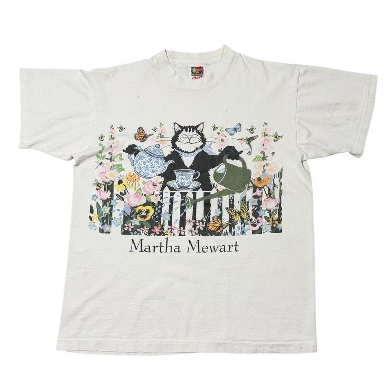 90s Martha Mewart Cat Kitty Funny Animal Cottage Tea Art Graphic T-shirt