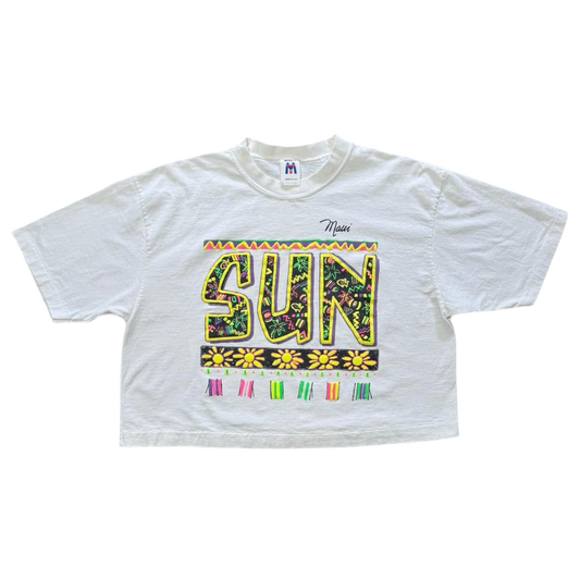 90s Puff Print Neon Maui Crop Top Shirt