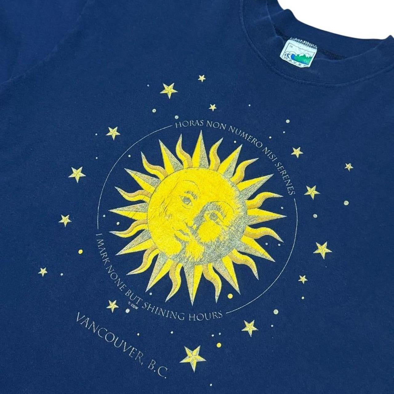 90s Vancouver BC Sun Moon Celestial Souvenir Tourist Graphic T-shirt