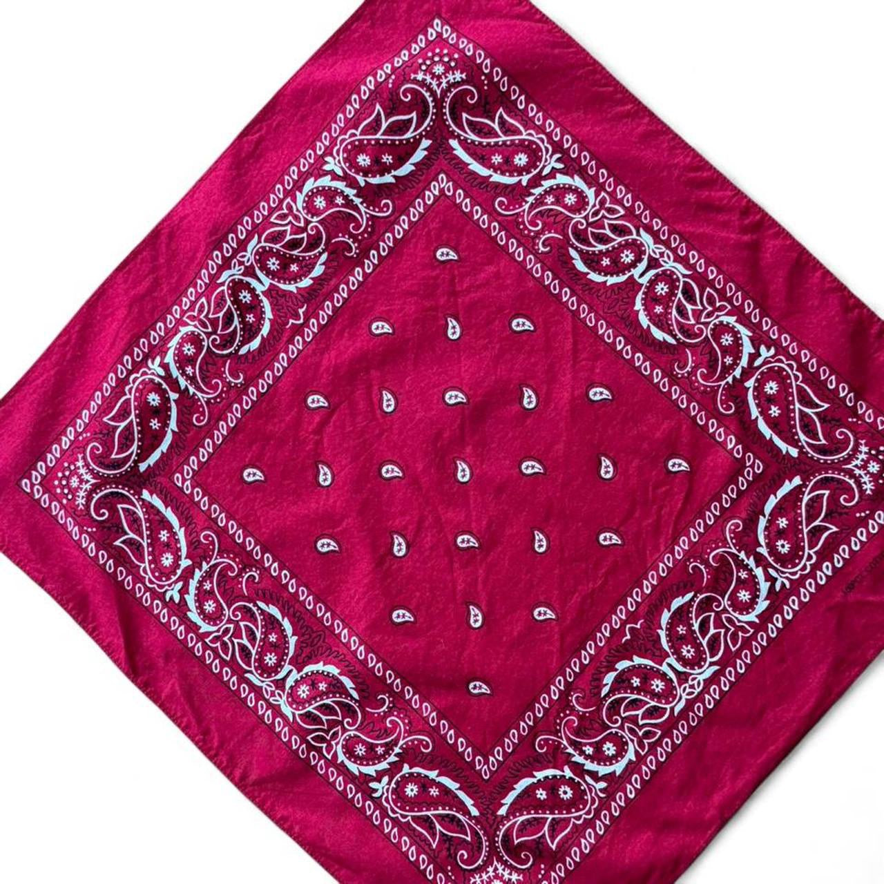 Y2K Maroon Burgundy Paisley Bandana Handkerchief Chiffon Scarf Head Wrap