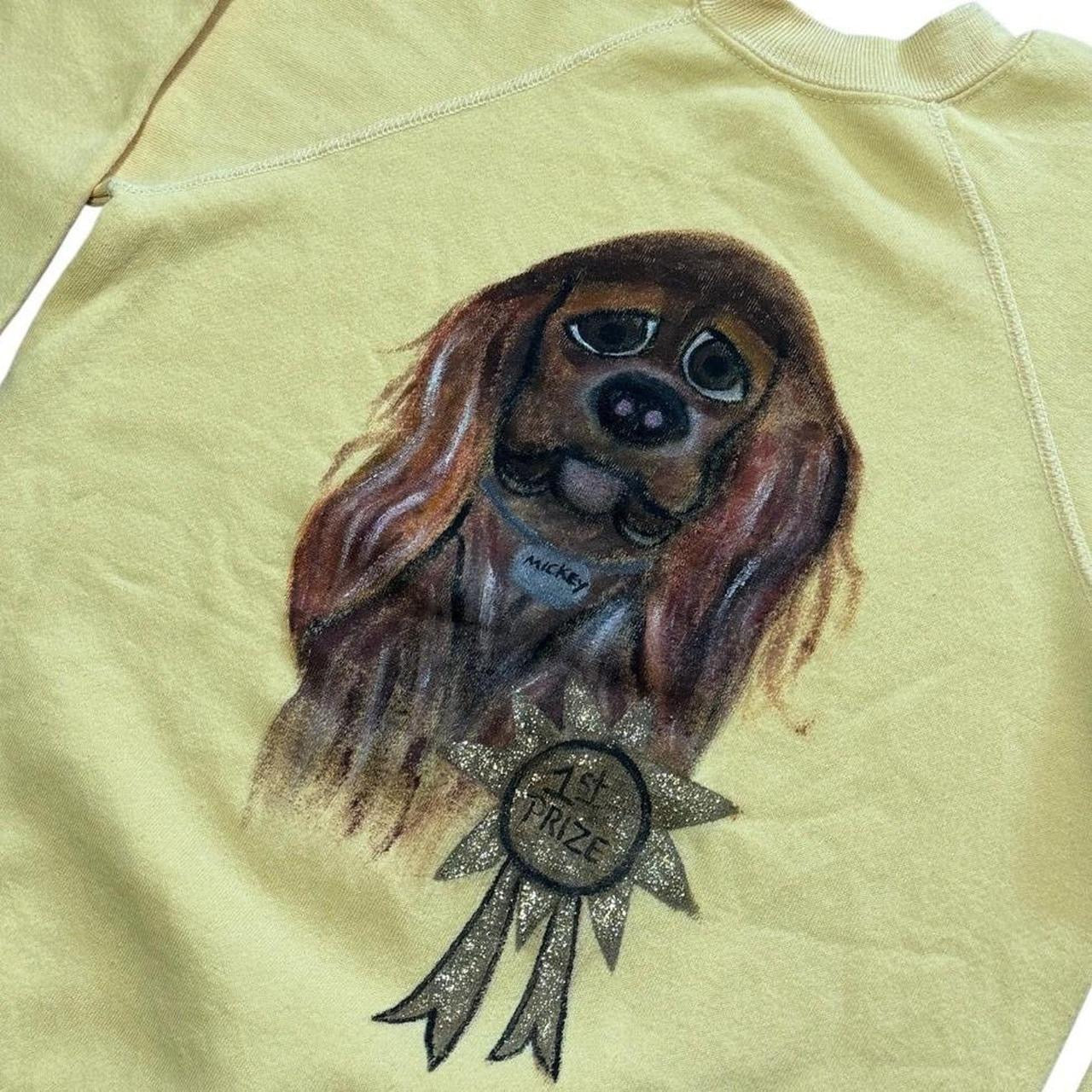 70s Hand Painted Cocker Spaniel Dog 1st Prize Art Graphic Raglan Sweater