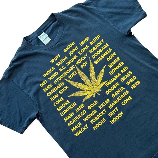 90s Distressed Weed Marijuana Stoner Kush Herbal Slang Graphic T-Shirt