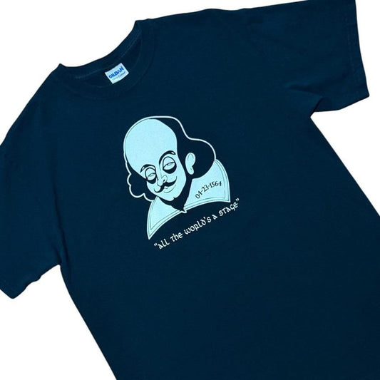 Y2K William Shakespeare All The Worlds A Stage Quote Caricature T-shirt