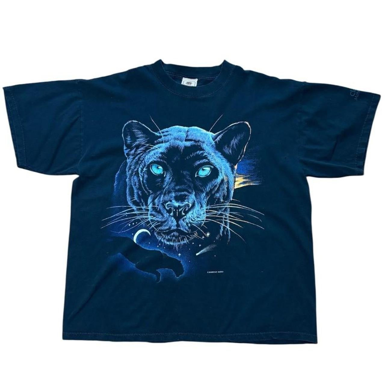 90s Habitat Black Panther Animal Nature Jungle Cat Art Graphic T-Shirt