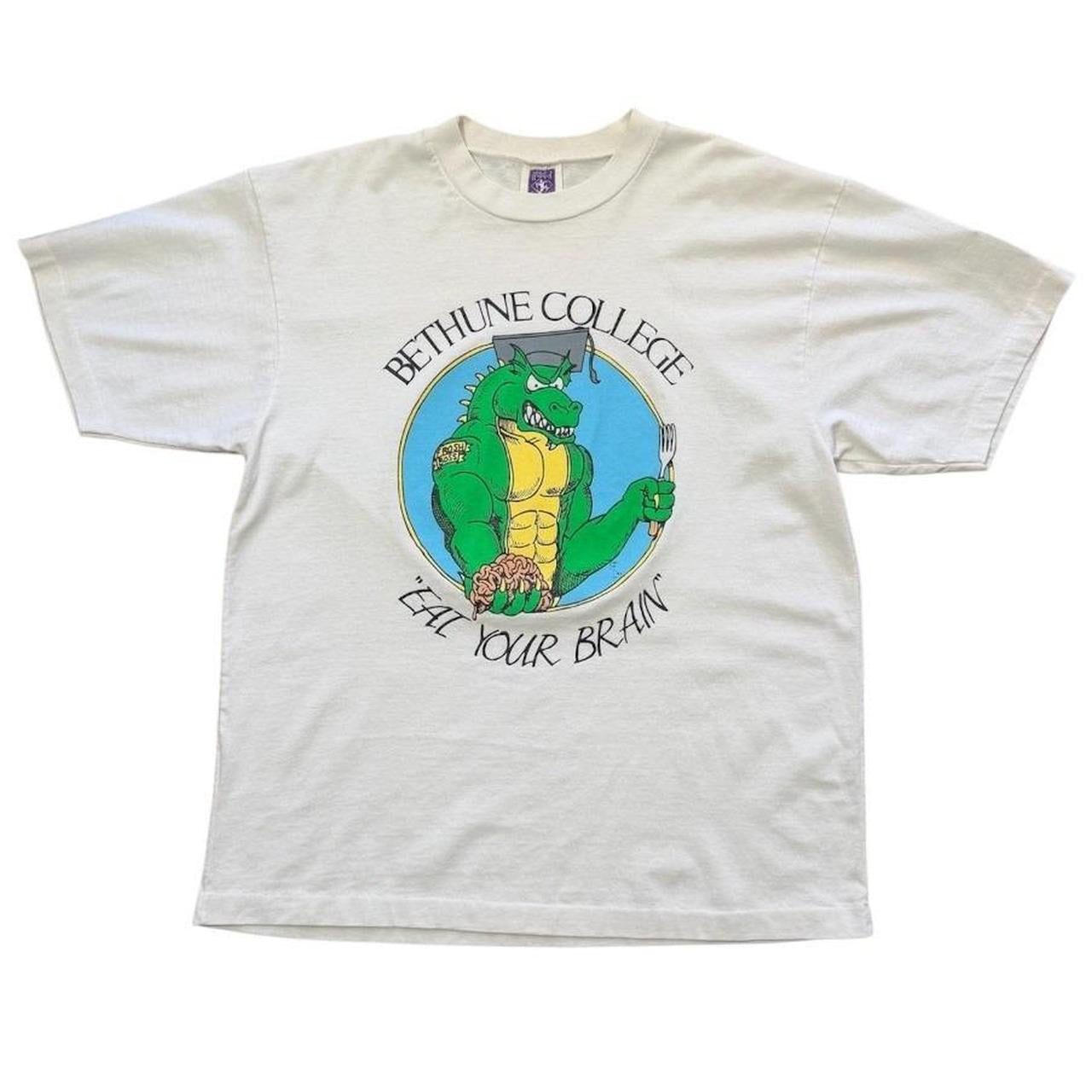 90s Bethune College Eat Your Brain Dinosaur Dragon Art Graphic T-shirt