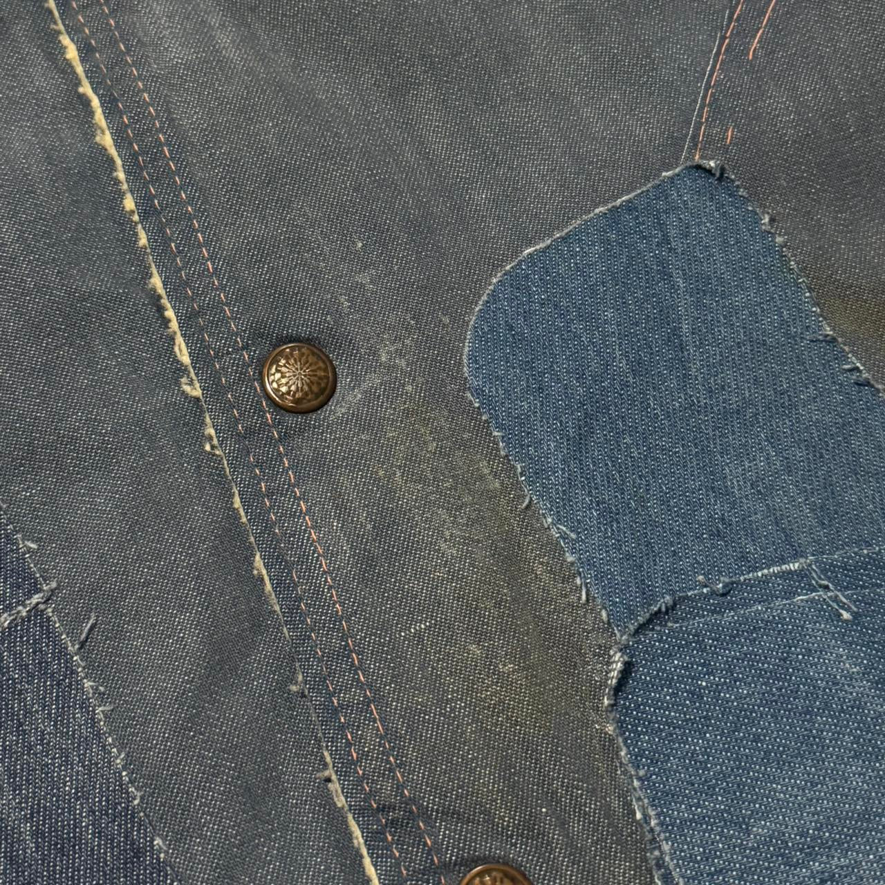 Vintage 1970s Sherpa Lined Patchwork Denim Button -Up Vest