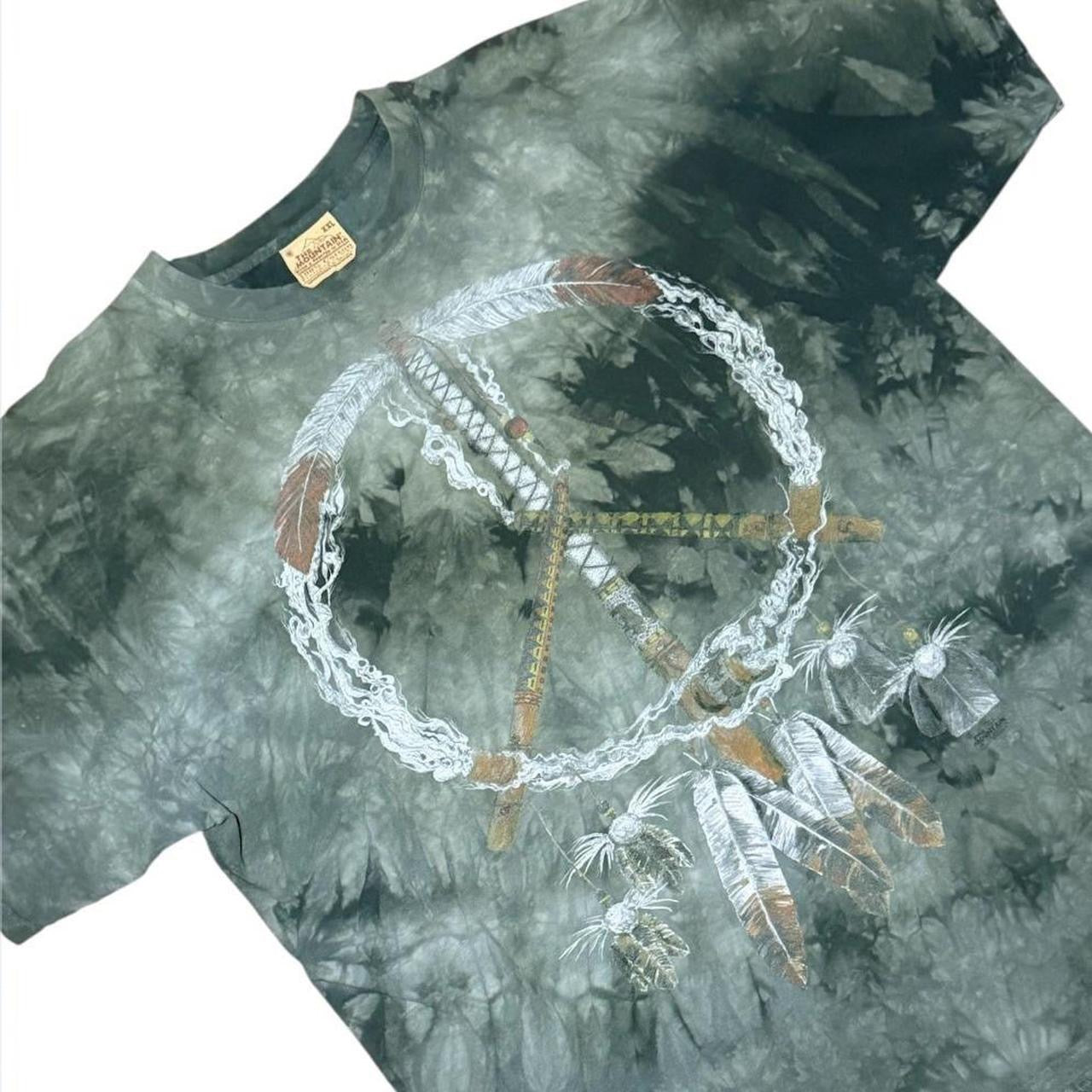 90s The Mountain Peace Pipe Dreamcatcher Feather Tie Dye Graphic T-Shirt