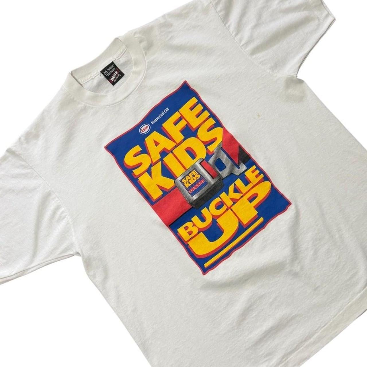 90s Esso Imperial Oil Gas Safe Kids Buckle Up Seatbelt Law Promo T-Shirt