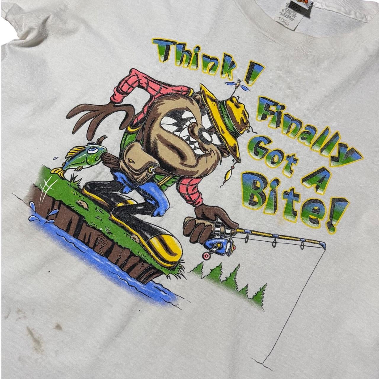 90s Looney Tunes Taz Tazmanian Devil Fishing Distressed T-shirt