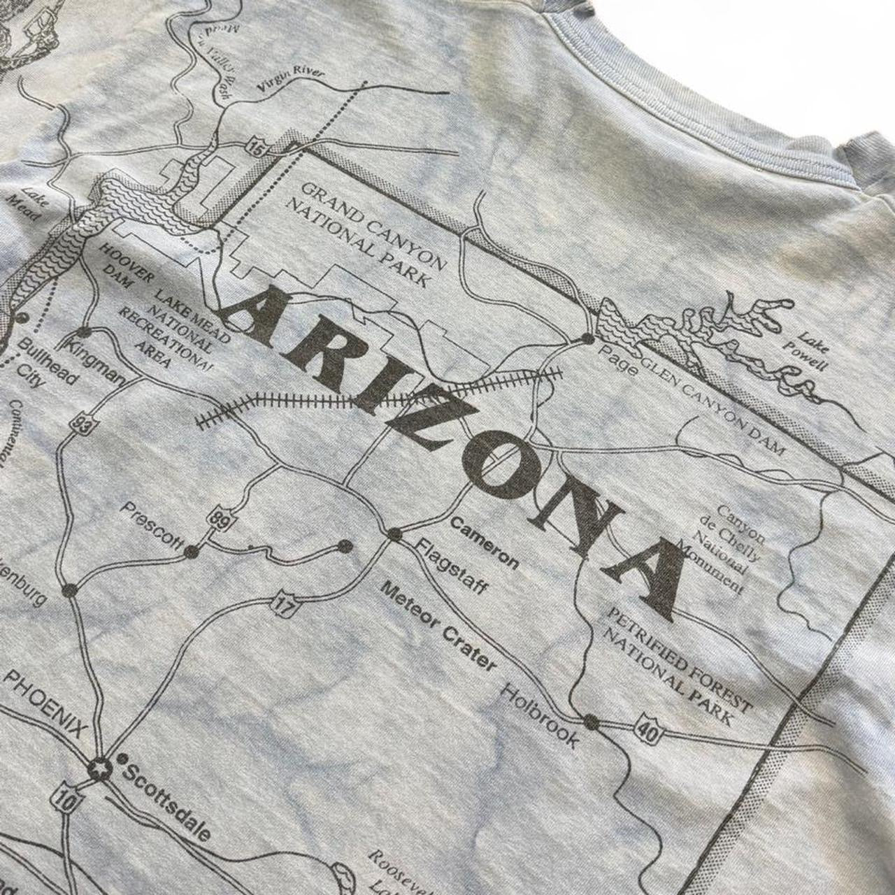 90s AOP Arizona State Map Souvenir Tourist Graphic Art T-shirt