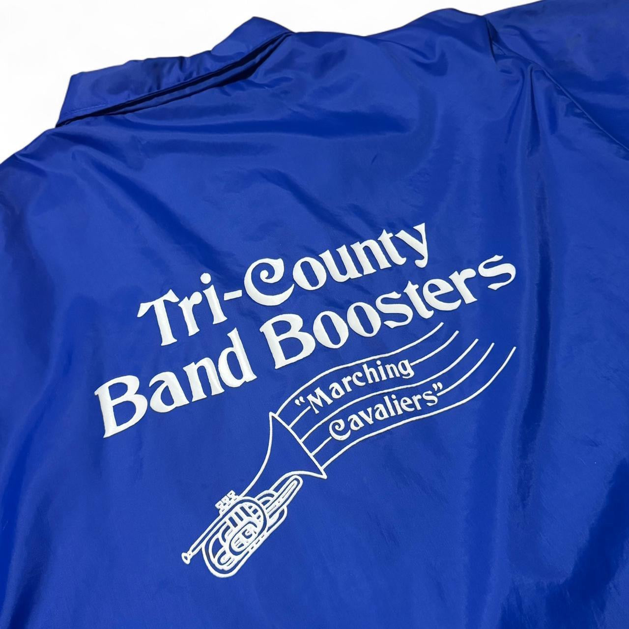 80s Blue Nylon Tri-County Band Boosters Windbreaker