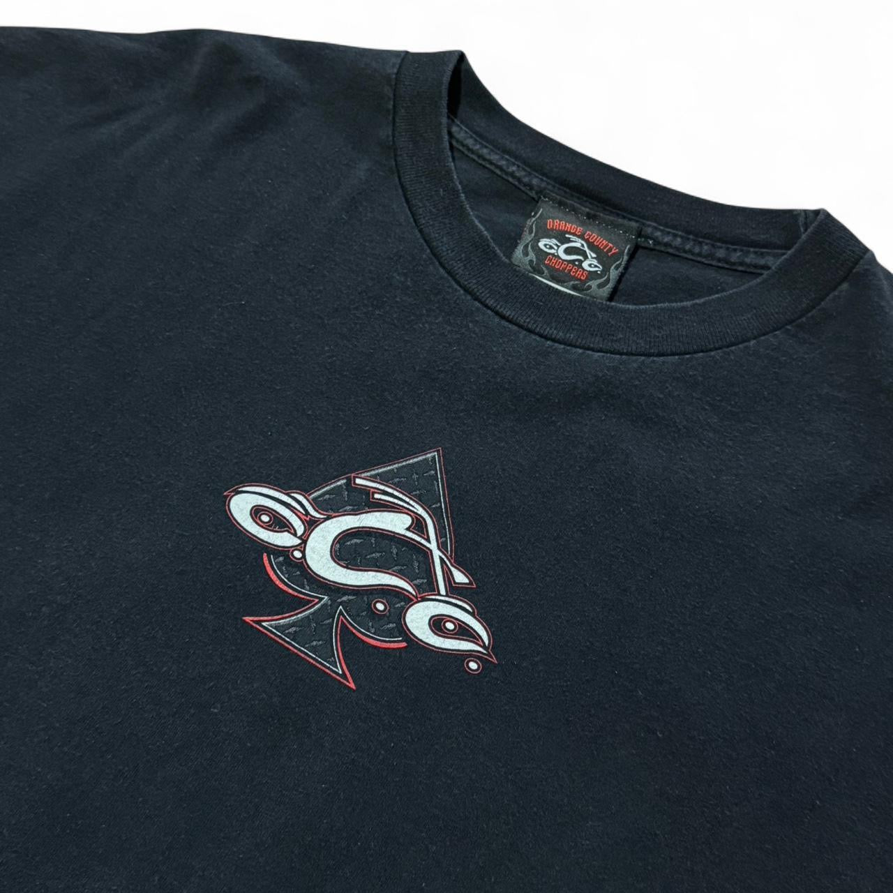 2003 Black & Red Y2K Orange County Choppers Spade Graphic Biker Tee