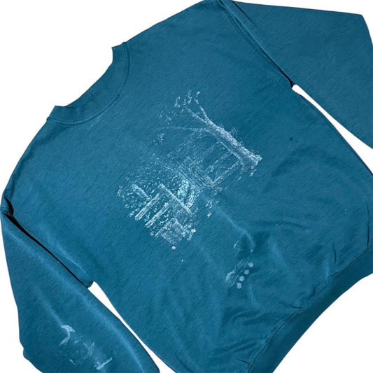 90s Northern Reflections Faded Nature Woods Graphic Crewneck Sweater