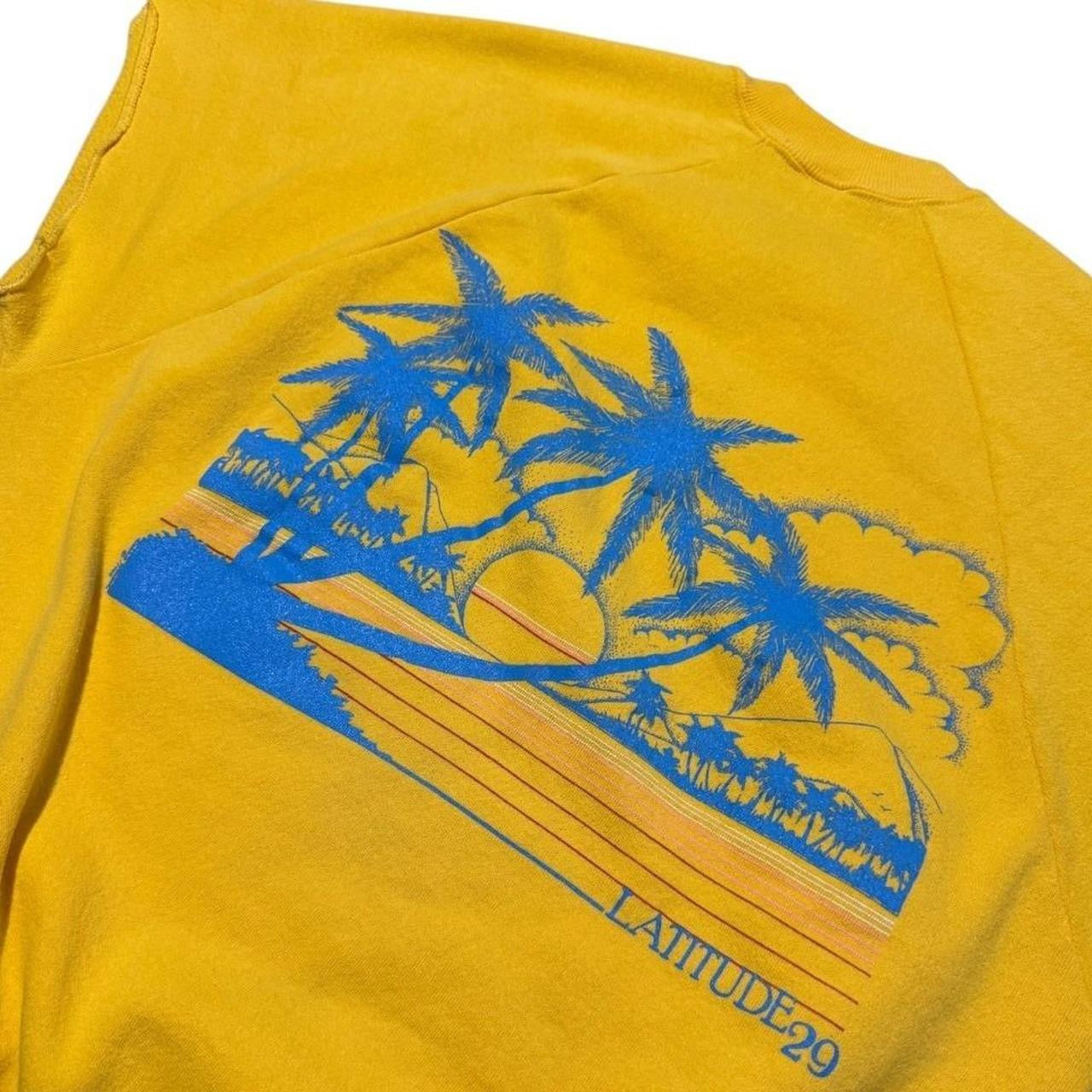 80s Panama City Beach Latitude 29 Ocean Surf Art Short Sleeve Crewneck